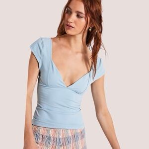 duo corset cami free people top intimacy light blue